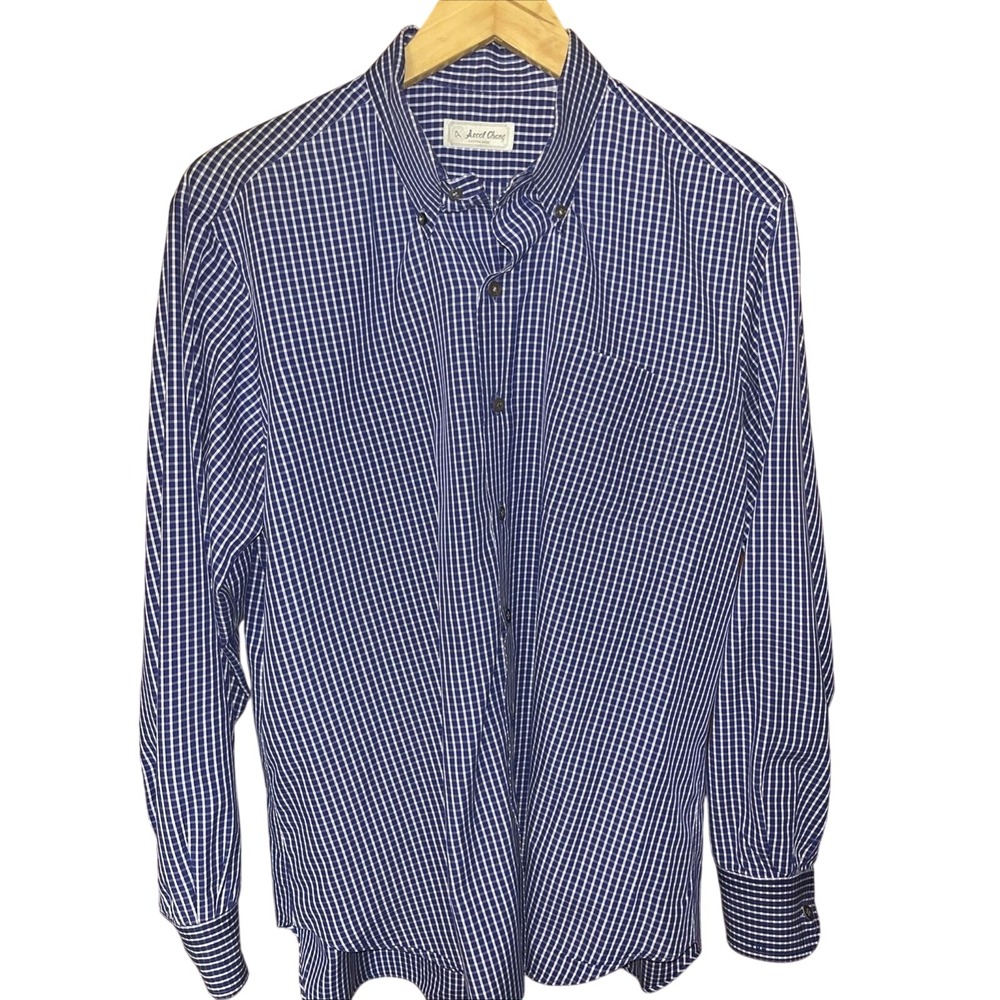 Ascot Chang Custom Made Button Down Dress Shirt Bluish Purple 16" see descript